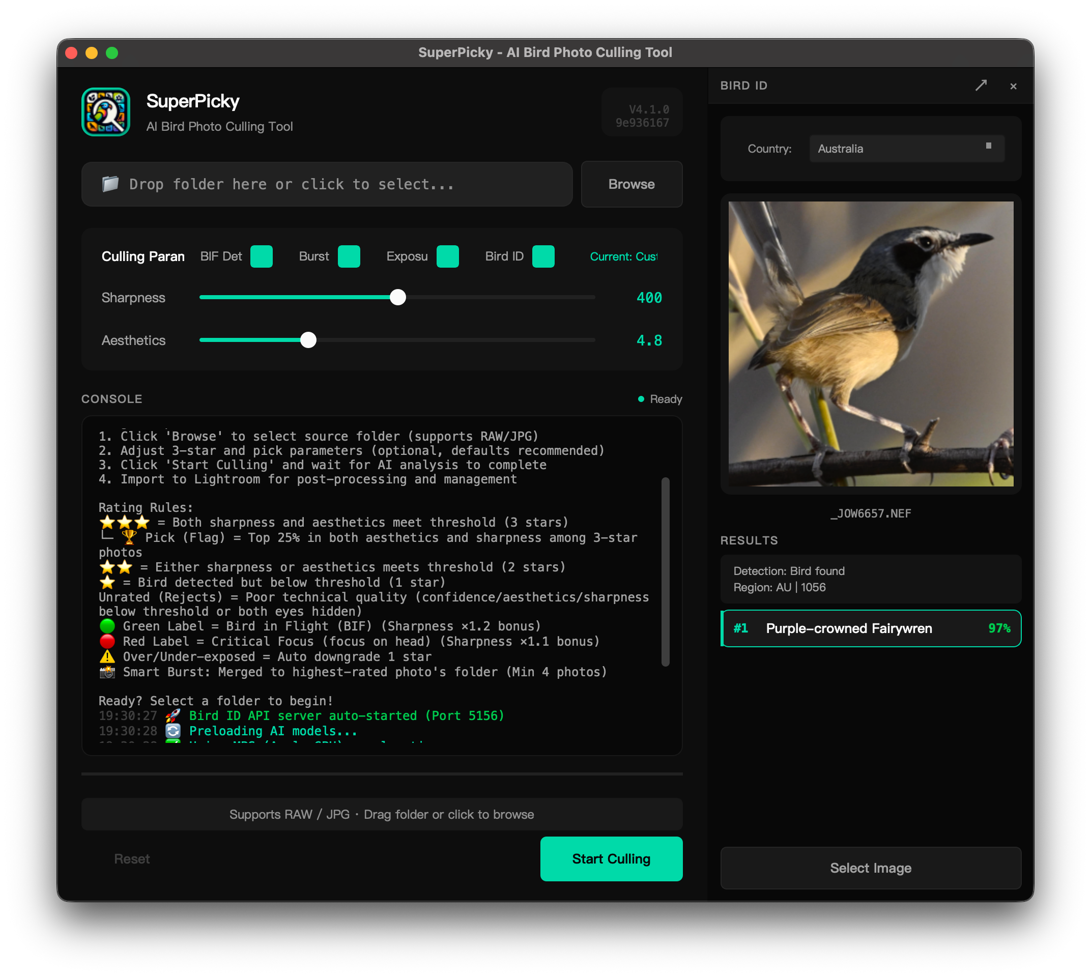 SuperPicky V4.5.0 Interface